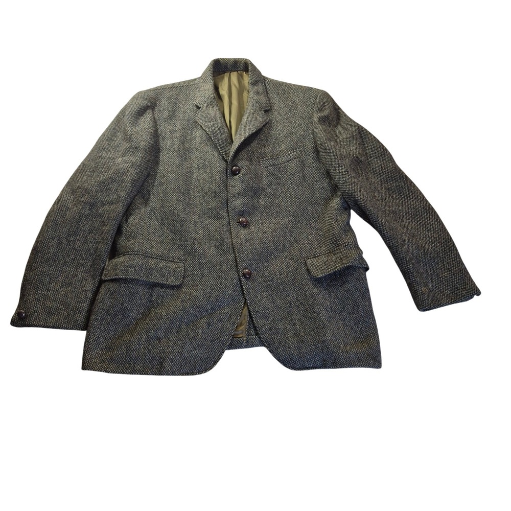 Scovil Bros Harris Tweed Blazer Mens 42 Pure Scottish Wool Heritage Preppy Grey